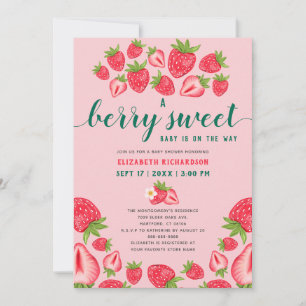 A Berry Sweet Baby Cute Strawberry Baby Shower Invitation