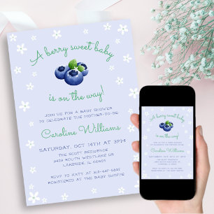 A Berry Sweet Baby is on the Way Blueberry Boy Invitation