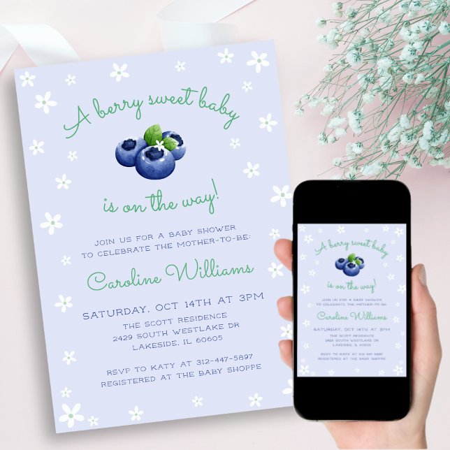 A Berry Sweet Baby is on the Way Blueberry Boy Invitation (Creator Uploaded)