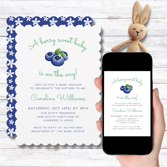 A Berry Sweet Baby is on the Way Blueberry Boy Invitation (Creator Uploaded)