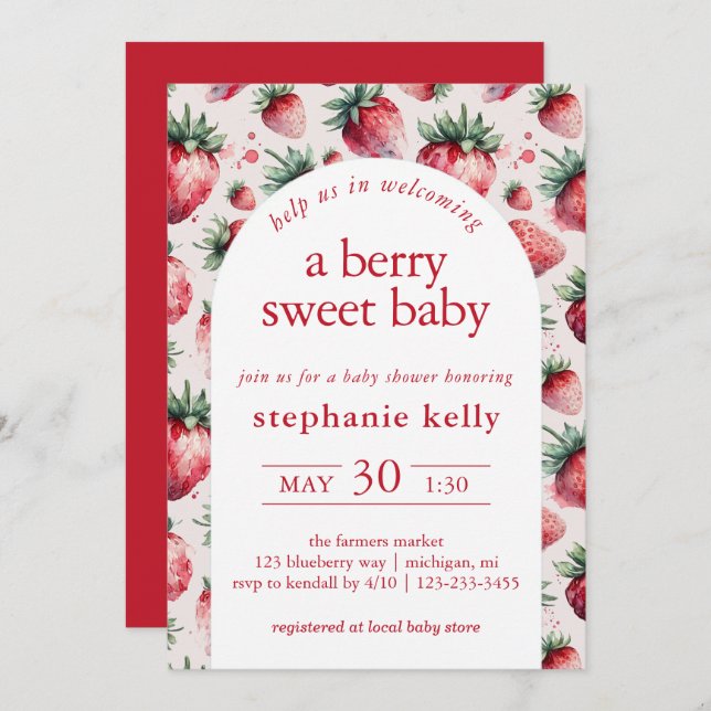 A Berry Sweet Baby Shower Invitation (Front/Back)