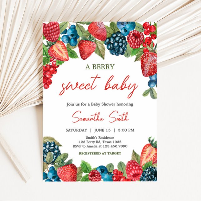 A Berry Sweet Baby Shower Invitation (Sweet Girl Berry Baby Shower Invitation
)