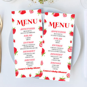 A Berry Sweet Baby Strawberry Pink Red Baby Shower Menu