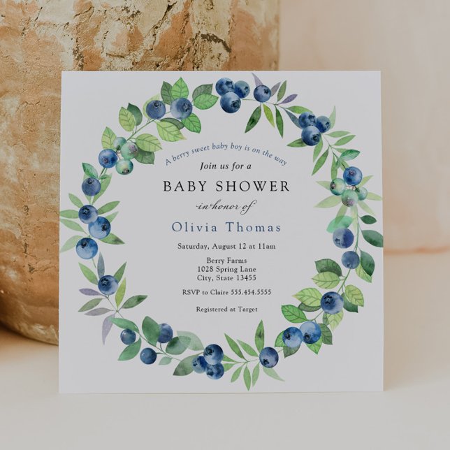 A Berry Sweet Blueberry Baby Shower Invitation (Creator Uploaded)