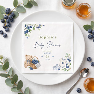 A Berry Sweet Blueberry Cute Blue Watercolor Napkin