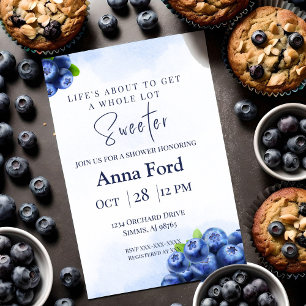 A Berry Sweet Blueberry Watercolor Baby Shower Invitation