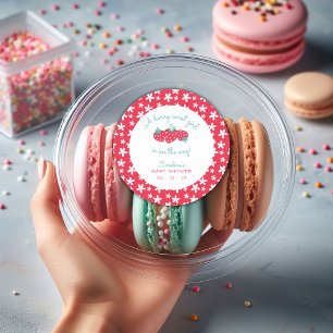 A Berry Sweet Girl Baby Shower Strawberry Floral Classic Round Sticker