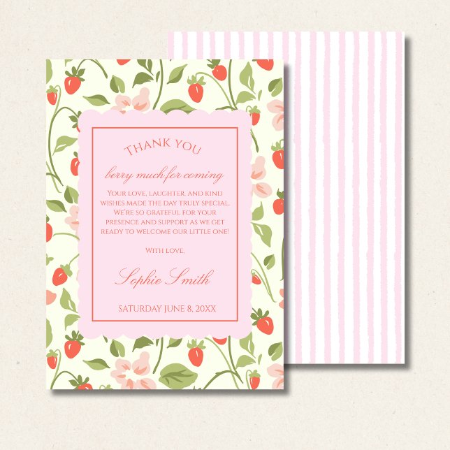 A berry sweet girl is on the way Baby Shower Thank You Card (Creator Uploaded)