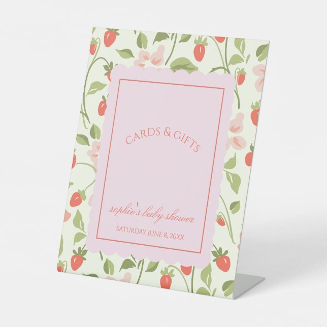 A berry sweet girl is on the way cards & gift  pedestal sign (Front)