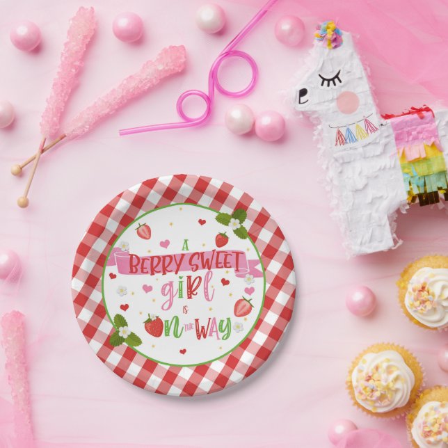 A Berry Sweet Girl is on the Way  Paper Plate (Party)