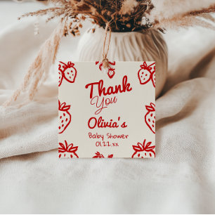 A Berry Sweet Hand Drawn Strawberries Baby Shower Favour Tags