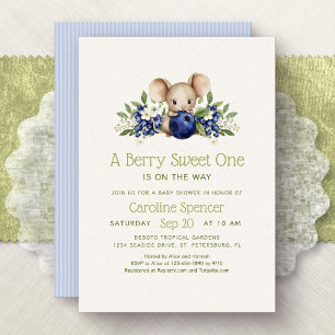A Berry Sweet One Blueberry Baby Shower Invitation