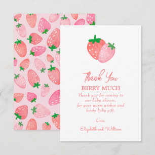 A Berry Sweet Strawberry Baby Shower Thank You Card