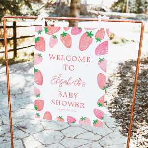 A Berry Sweet Strawberry Baby Shower Welcome Poster