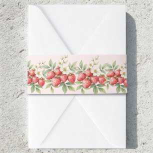 A Berry Sweet Strawberry in blossom Invitation Belly Band