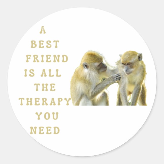 A Best Friend Is All the Therapy You Need Classic Round Sticker (Front)