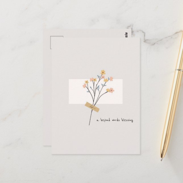 A beyond words blessing flower minimalist postcard (Front/Back In Situ)