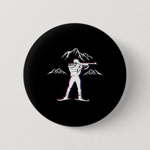 A Biathlete With Rifle And Cross-country Skis Moti 6 Cm Round Badge