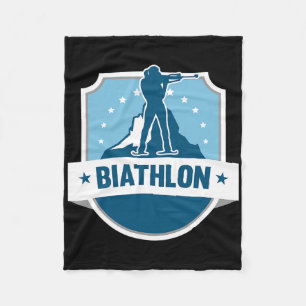 A Biathlete With Rifle And Cross-country Skis Moti Fleece Blanket