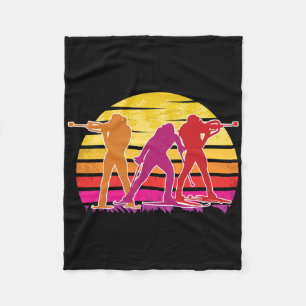 A Biathlete With Rifle And Cross-country Skis Moti Fleece Blanket