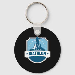 A Biathlete With Rifle And Cross-country Skis Moti Key Ring