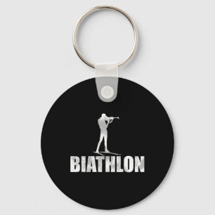 A Biathlete With Rifle And Cross-country Skis Moti Key Ring