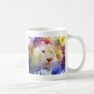 A Big Cat in a Floral Grunge Field Coffee Mug