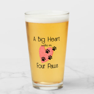 A Big Heart walks on Four Paws - Cute Pet Lover Glass