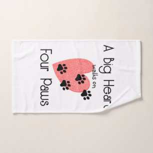 A Big Heart walks on Four Paws - Cute Pet Lover Hand Towel
