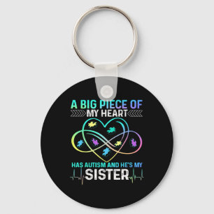 A Big Piece My Heart Has Autism And He's My Sister Key Ring