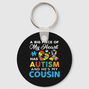 A Big Piece Of My Heart Has Autism And He's My Cou Key Ring