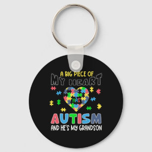 A Big Piece Of My Heart Has Autism And He's My Gra Key Ring