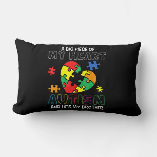 A Big Piece Of My Heart Has Autism He's My Brother Lumbar Cushion