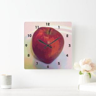 A Big Red Apple Square Wall Clock