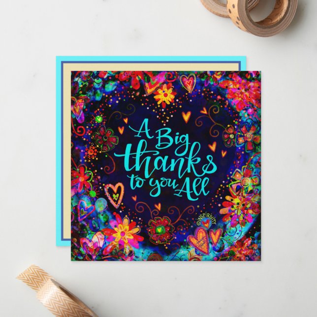 A Big Thanks to You All Floral Heart Modern  Card (Front/Back In Situ)