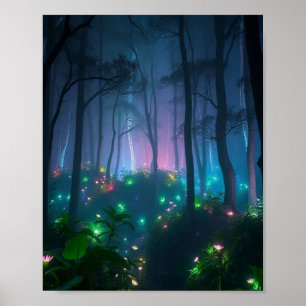 A Bioluminescent Sanctuary Within the Ethereal Blu Poster