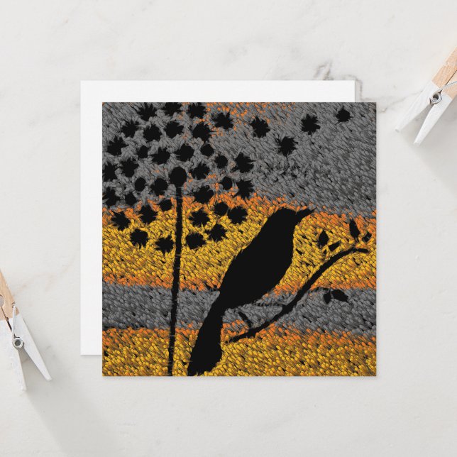 A Bird Among the Feathers Card (Front/Back In Situ)