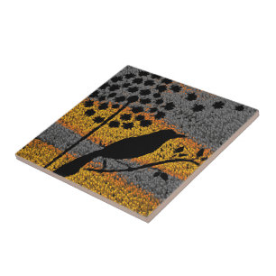 A Bird Among the Feathers Ceramic Tile