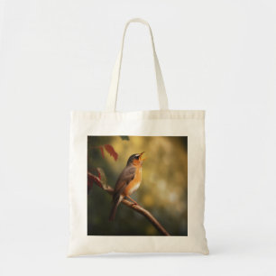 A bird singing in the morning tote bag