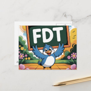A bird with an FDT sign Postcard