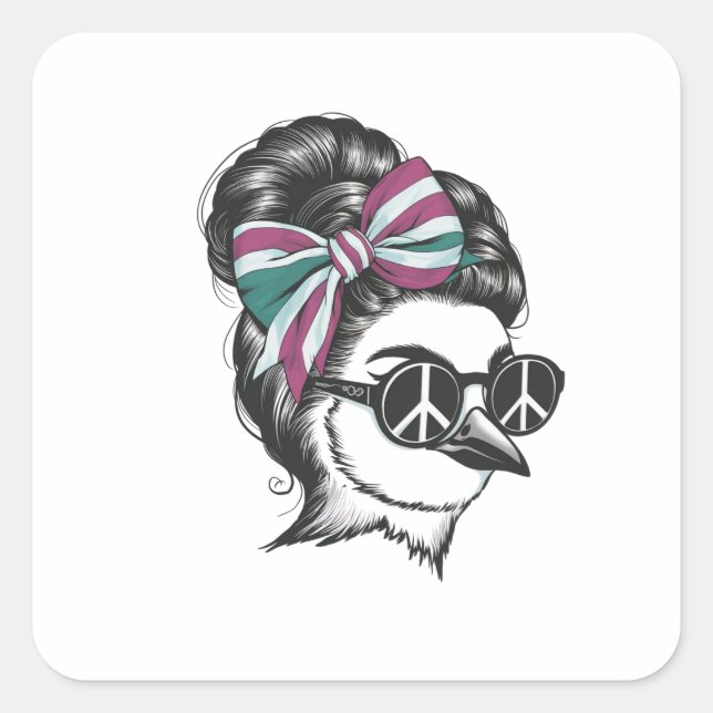 a bird with her hair elegantly styled square sticker (Front)