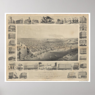 A Birds-Eye View Sacramento, 1857 Poster