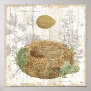 A Bird's Nest with a Brown Egg Poster