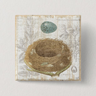 A Bird's Nest with a Decorative Egg 15 Cm Square Badge