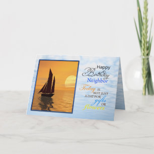A birthday card for neighbour. A yacht sailing.
