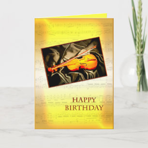 A birthday card with a violin