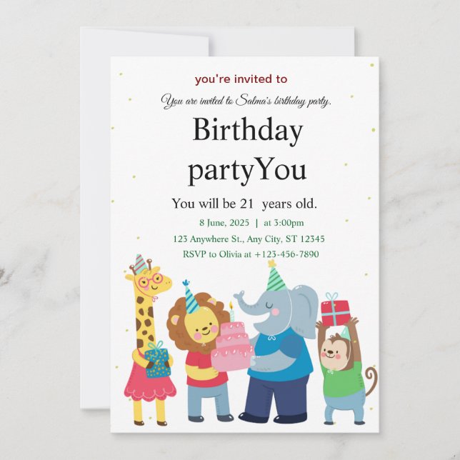 A birthday greeting card for animals (Front)