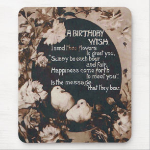 A Birthday Wish Doves Vintage Postcard Mouse Pad