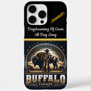 A Bison Farmer Stands Proudly in Golden Fields iPhone 16 Pro Max Case