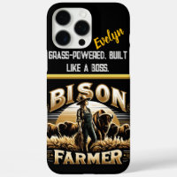 A Bison Farmer Tending to Her Herd at Sunset